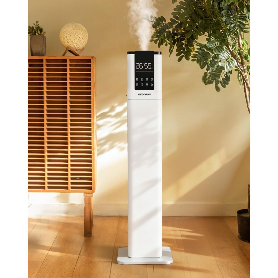 KEECOON 加湿器 大容量 スチーム式 加熱式 ハイブリッド式 超音波式 13L 加湿器 業務用 大型 100℃高温除菌 タワー型 水タンク 上から給水 アロマ 切れタイマー リモコン 三段階噴霧量 連続48時間 静音 省エネ 湿度設定