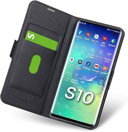 【在庫処分】Galaxy S10 ケース 手帳型 薄型 スマホカバー PUレザー 全面保護 耐衝撃 マグネット付き ワイヤレス充電対応 カード収納 スタンド機能 ストラップホール付き シンプル おしゃれ (ぎ