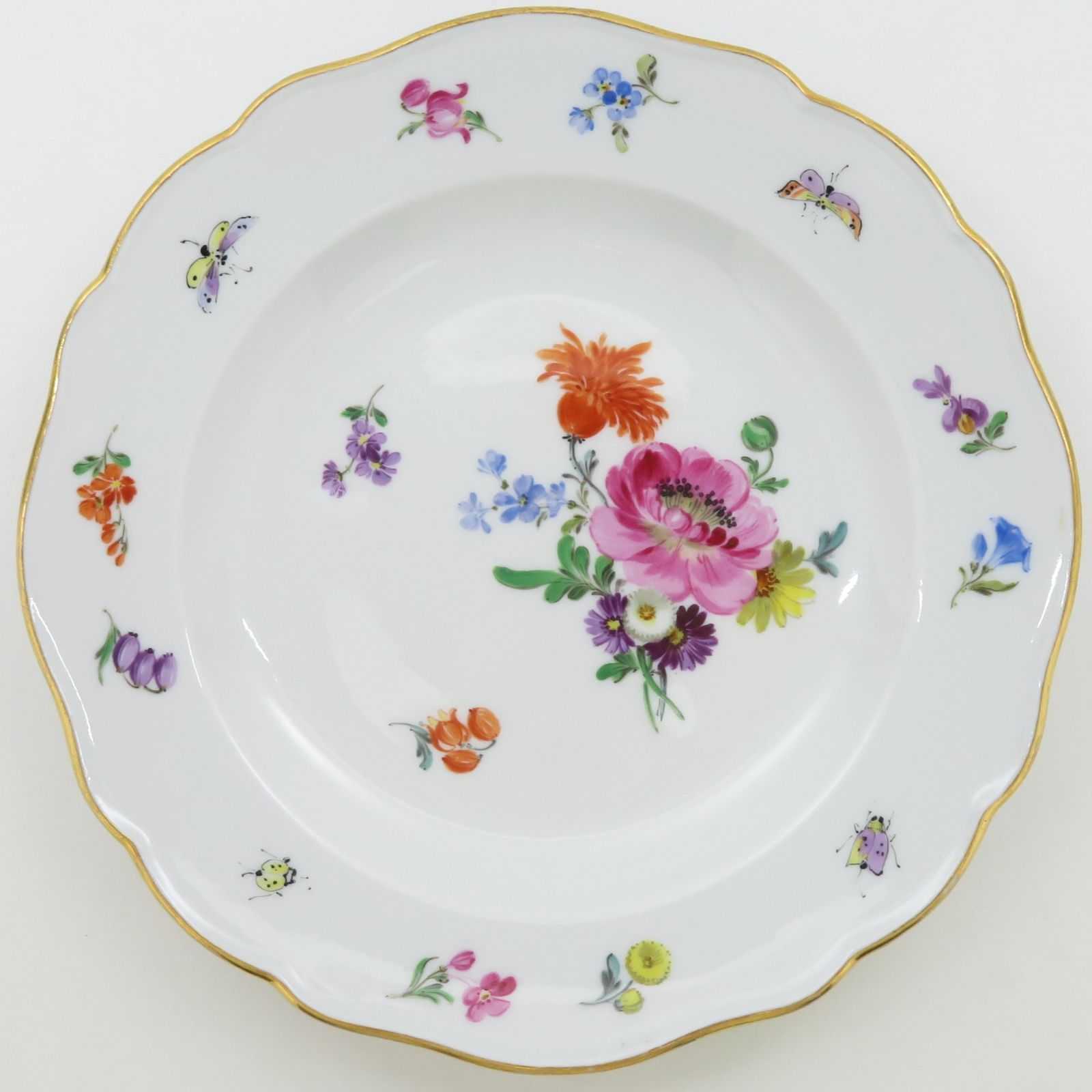 マイセン プレート□ベーシックフラワー ブーケ 五つ花 昆虫
