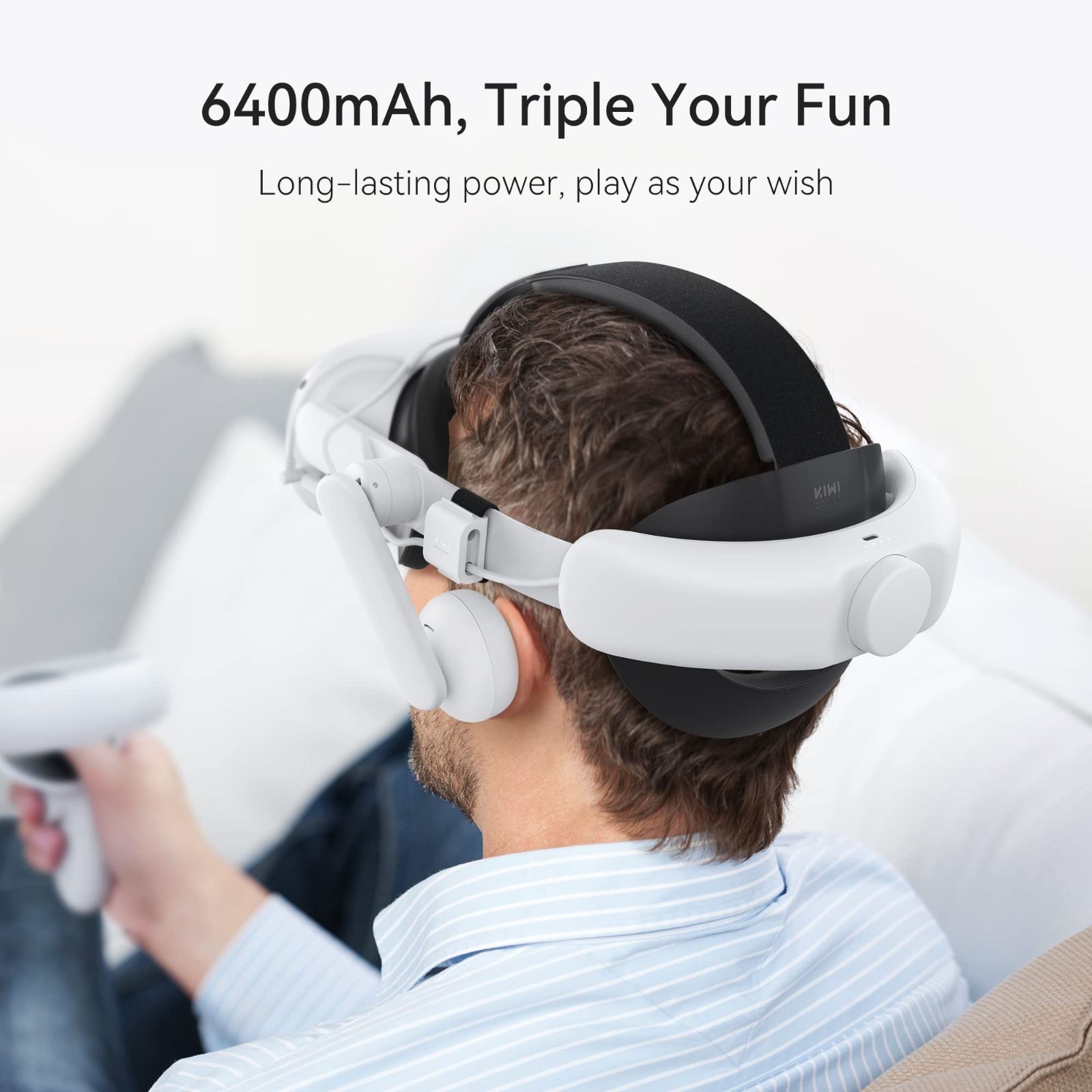 KIWI design バッテリー オーディオ ヘッド ストラップ 6400mAh Quest