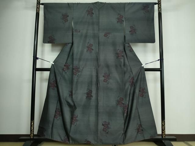 平和屋着物□本場大島紬 草花文 やまと誂製 証紙付き 正絹 逸品  