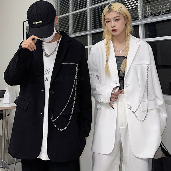 あり ジャケット パンツ セットアップ パンツスーツ カジュアルスーツ 大きいサイズ 白 服 ダンス 黒 韓国ファッション オーバーサイズ ヒップホップ 衣装 hax5v828454