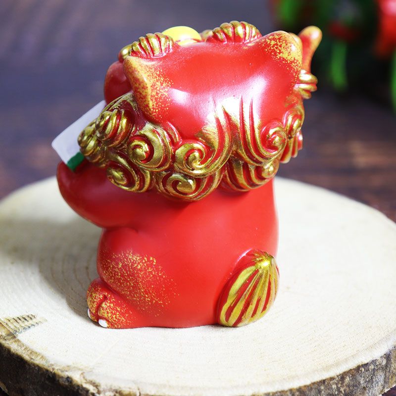 3カラー シーサー 2体ペア 麻雀牌 中 發 風水 縁起物 開運 獅子 置物