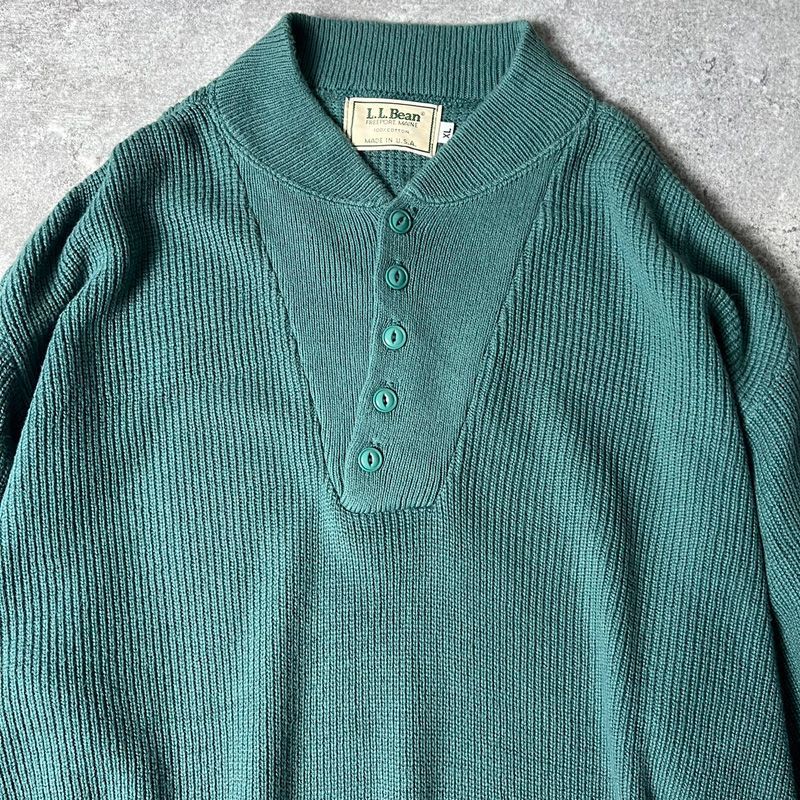 90s USA製 LLBean ヘンリーネック アーミー タイプ コットン