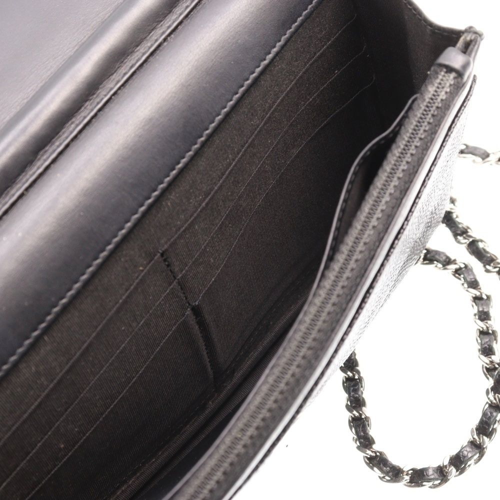 CHANEL (シャネル) ココマーク チェーンウォレット 黒 キャビアスキン  