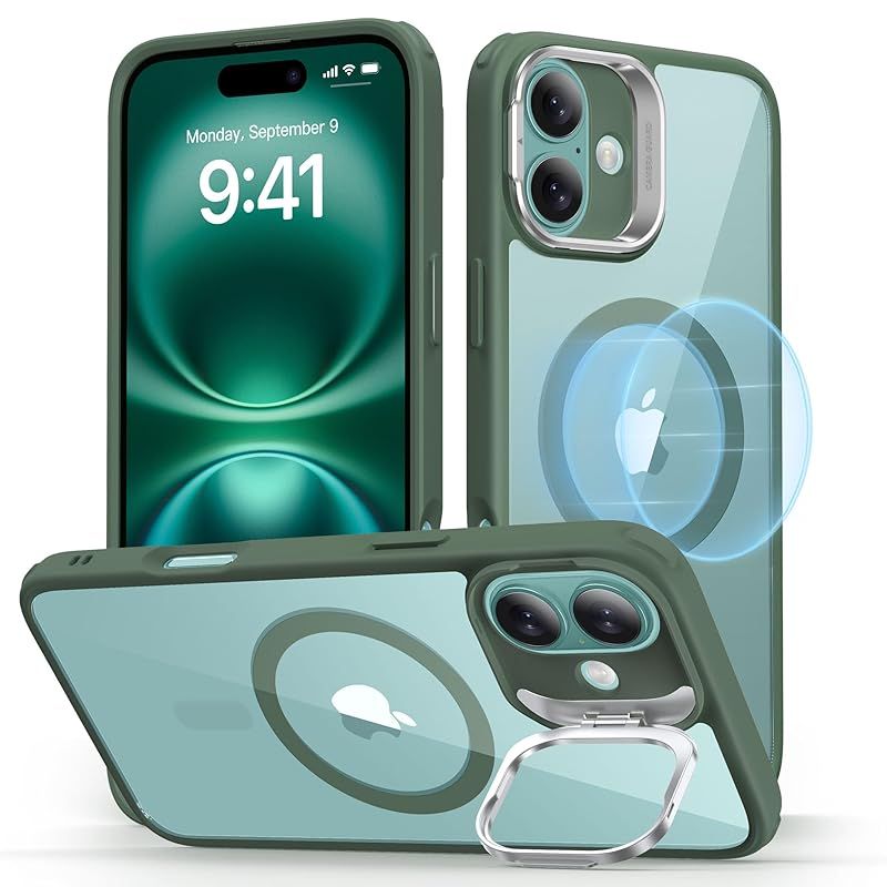 【レンズスタンド内蔵・Magsafe対応】ESR iPhone 16 ケース 米軍MIL規格の保護 耐黄変 耐衝撃 隠れスタンド iPhone16用スマホケース 傷防止背面 iPhone16 ケース対応 アイフォン16 ケース いphone16 ケース