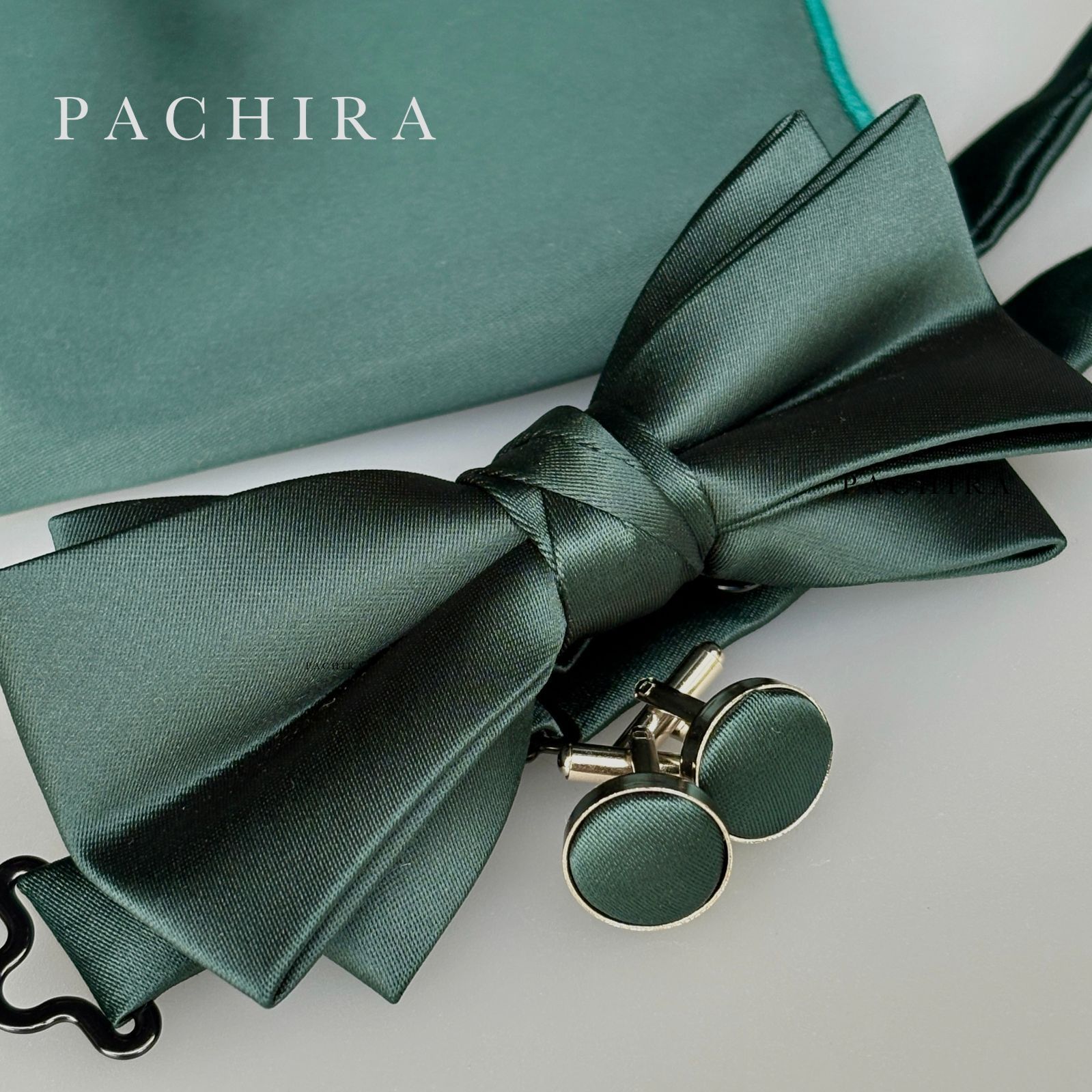 ①-1la 蝶ネクタイ カフス ポケットチーフ 3点セット | メンズ 結婚式