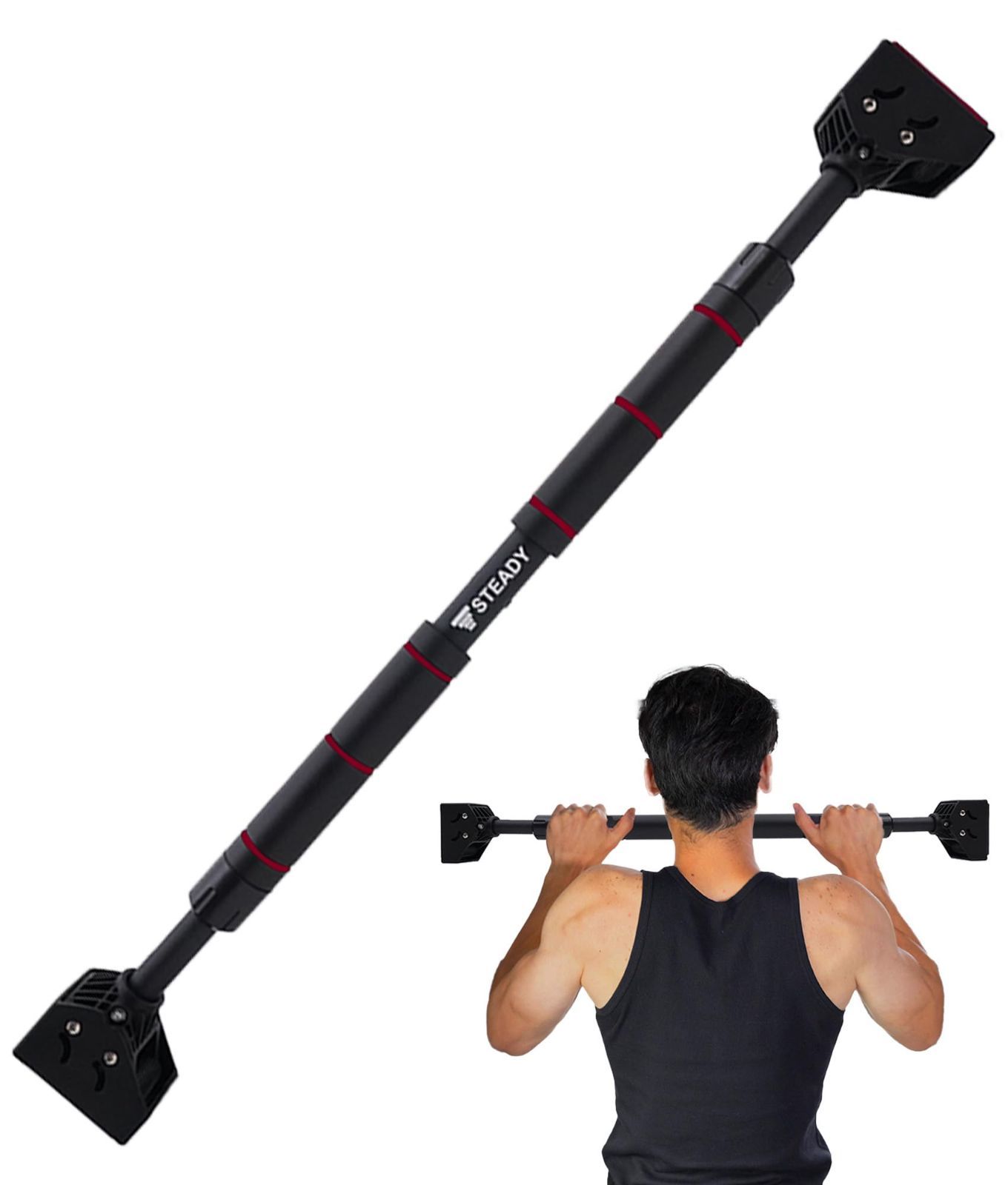 数量 bar up pull 懸垂器具 背筋 懸垂 懸垂台 チンニングバー 筋トレグッズ ドアジム 懸垂マシン 自宅 懸垂棒 懸垂バー 簡単設置|耐荷重150kg|工具不要のワンタッチロック ぶら下がり健康器 ST124 STEADY