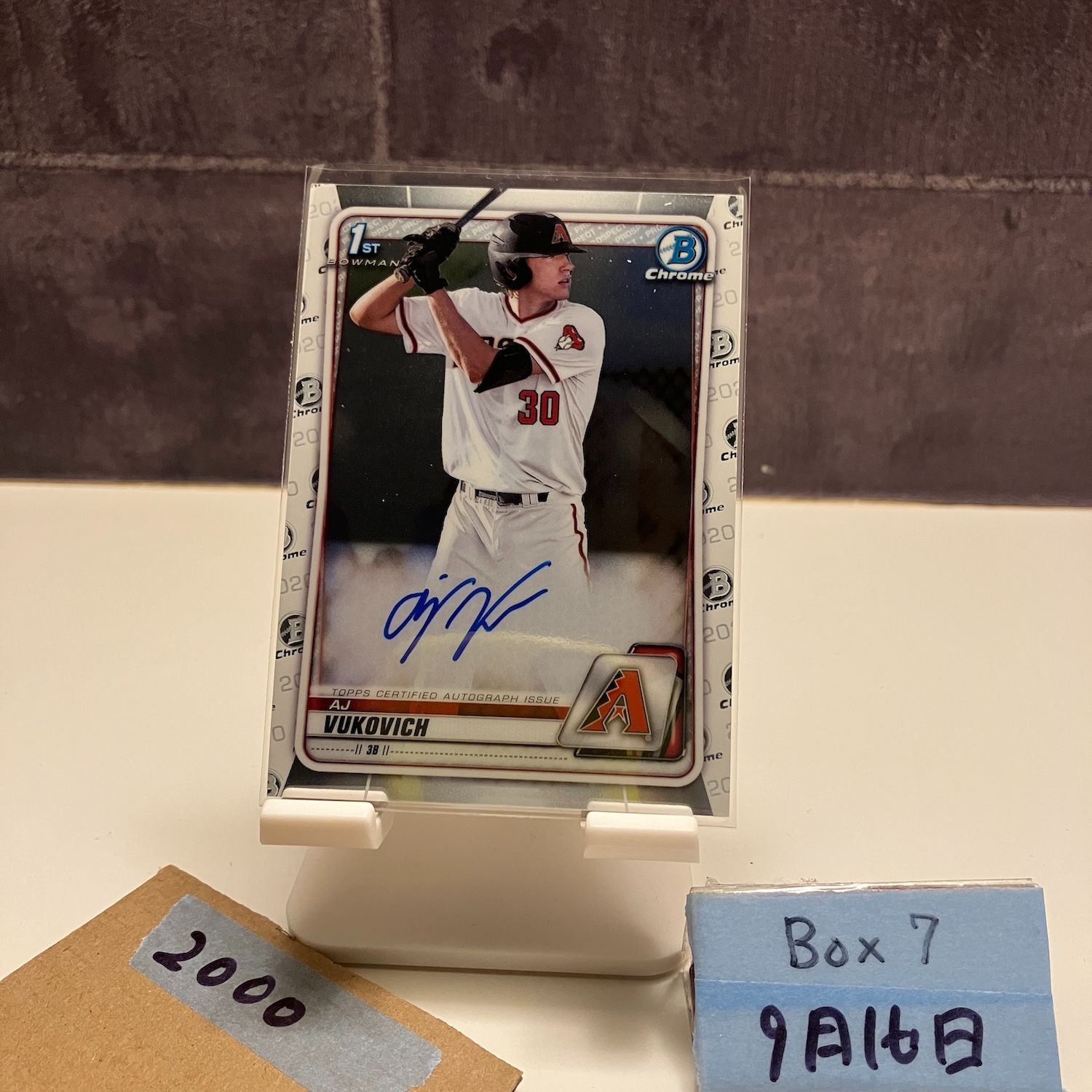 2020 Topps 1st Bowman Chrome A.J. Vukovch 直筆サイン ARIZONA