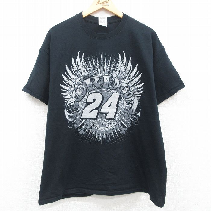 XL/古着 半袖 Tシャツ メンズ ジェフゴードン 大きいサイズ コットン クルーネック 紺 ネイビー 23may22 中古