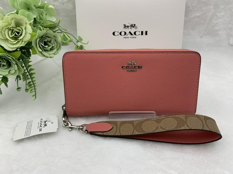 コーチ 長財布 COACH 財布 ストラップ シグネチャー アウトレット レディース ウォレット 新作 プレゼント ロング ジップ タンジェリンマルチ 新品 未使用 ファッション CK427 A206-25