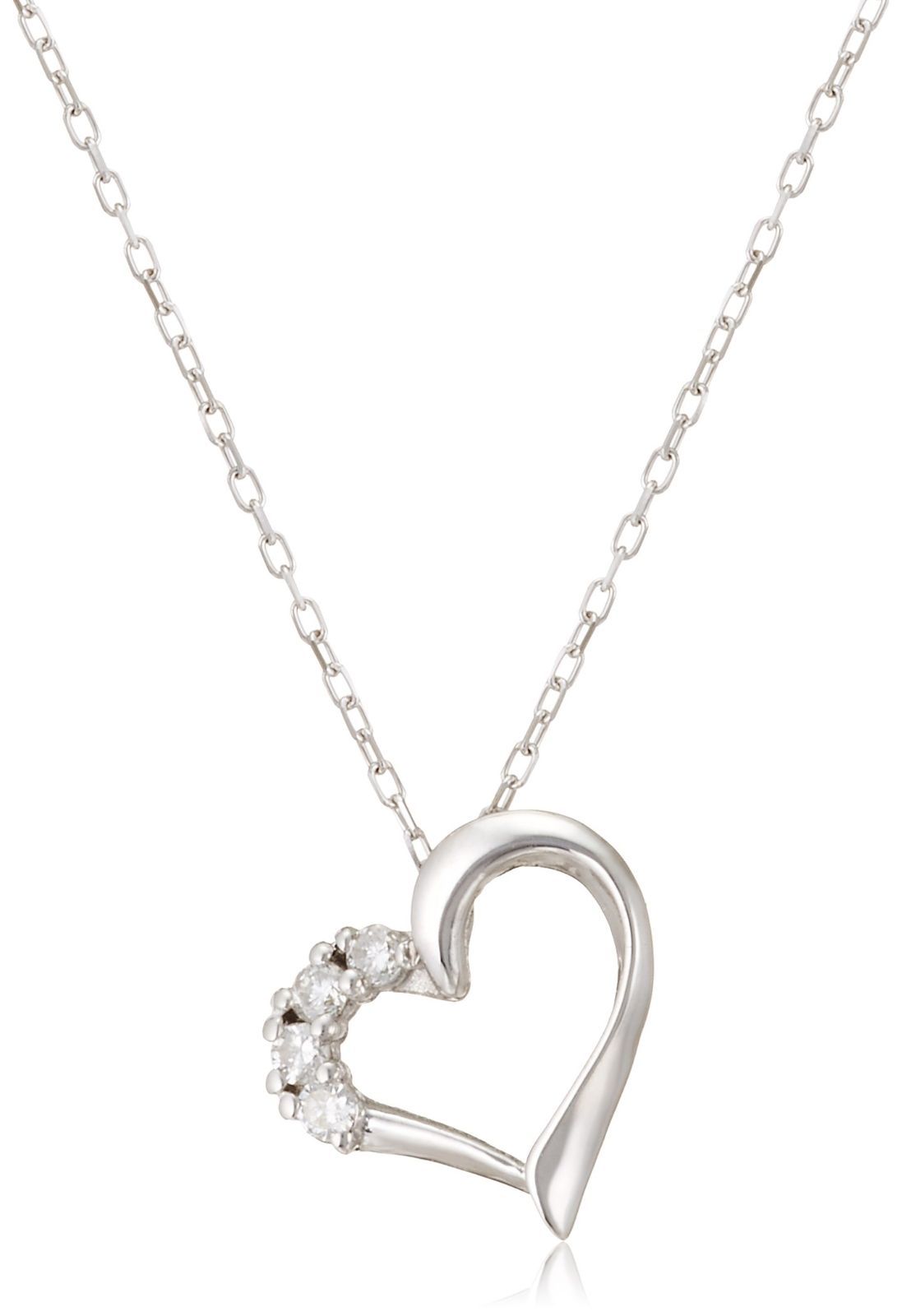 DI DIAMANTE CHIARO K10ホワイトゴールド×ダイヤモンド ハートペンダントネックレス キャーロディディアマンテ CHD0049