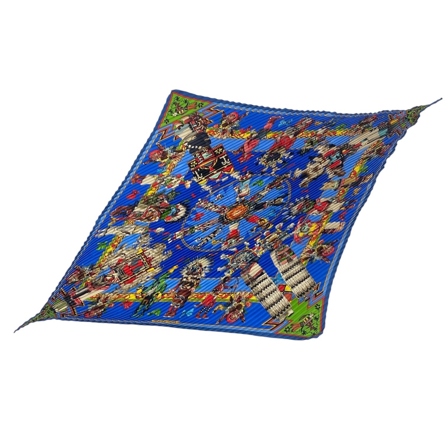 美品 HERMES エルメス シルク スカーフ プリーツ Kachinas