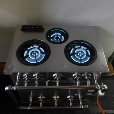 代引不可 2020年製 マルゼンMGRD-096D 業務用 オーブン 付 3口 コンロ LP ガス テーブル W90D60 配管 H80cm 103kg プロパン