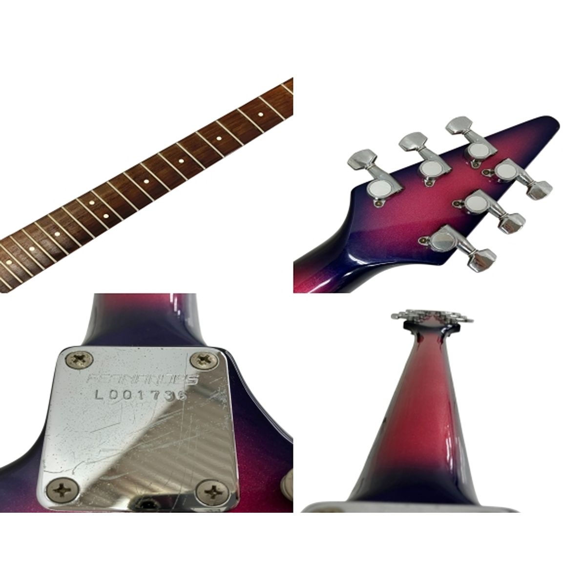 FERNANDES BSV FLYING V エレキギター パープル 弦なし FERNANDES BSV FLYING V エレキギター パープル 弦なし 反応なし