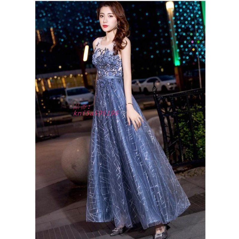 袖あり ロングドレス マキシワンピース プリンセスドレス 花嫁の介添えドレス 結婚式 ウエディングドレス 演奏会 パーディードレス 発表会 二次会 披露宴 kni5a595196