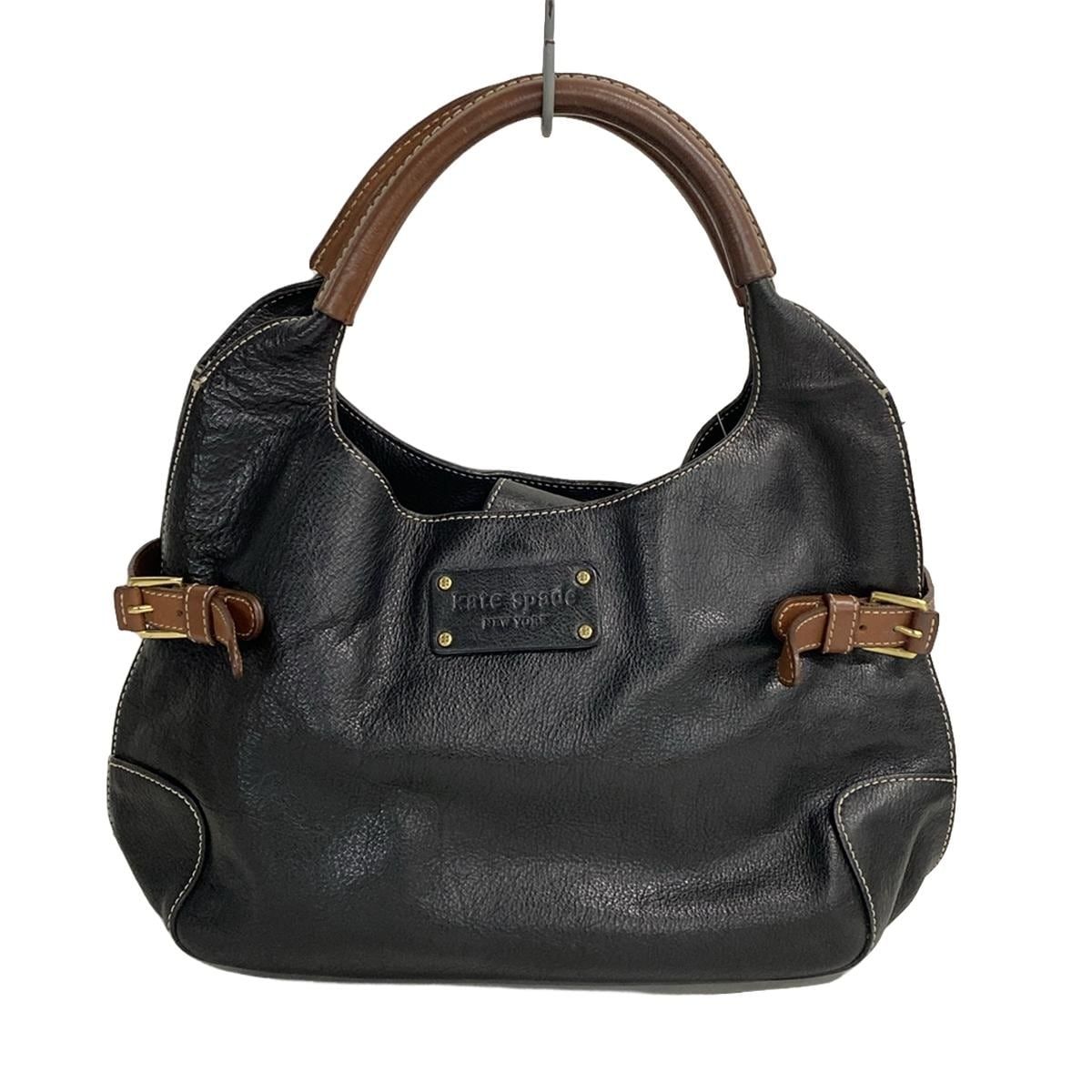 Kate spade(ケイトスペード) トートバッグ - 黒×ダークブラウン レザー - メルカリ