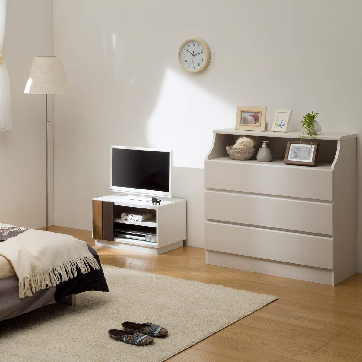 SHIRAI チェスカ CSC-9090H WH 組み立て簡単 カラーとサイズが選べるチェスト 幅90×奥行41.9×高さ90.9cm ホワイト