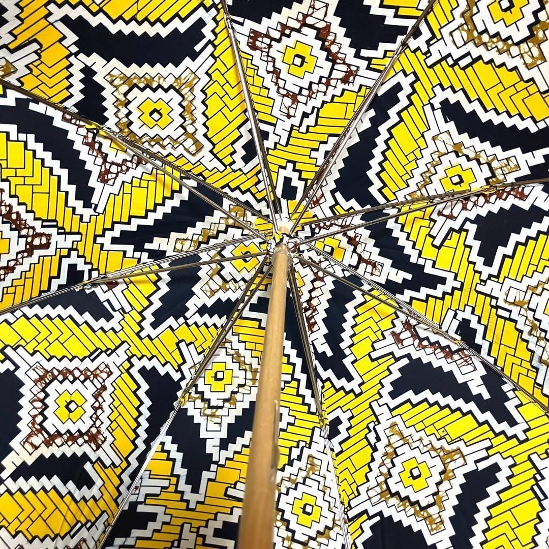 ほぼ未使用 2154 mandrake 日傘 雨傘 バンブー イエロー ネイビー  