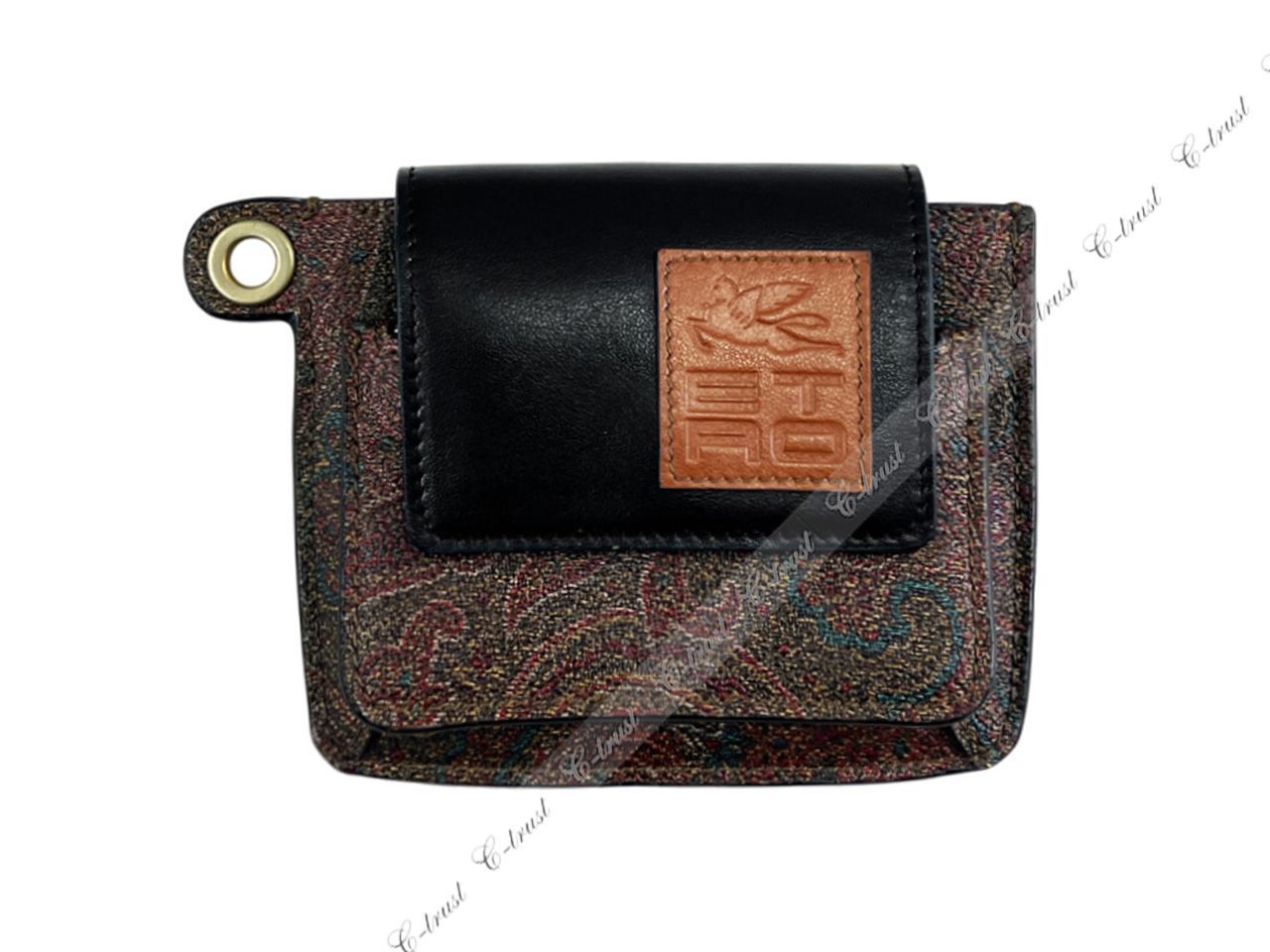 ETRO エトロ 財布 マルチ ケース カード コイン 小物 ストラップ ペイズリー ロゴ イタリア製 ブラウン L902