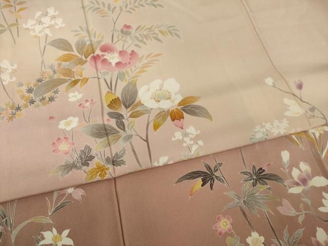 平和屋着物○訪問着 友禅 草花文 暈し染め 高島屋扱い 正絹 逸品