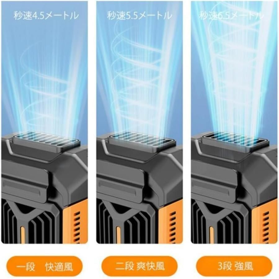 4WAY腰掛けファン5000mAh3段静音冷却 オレンジ 2個 2025新登場
