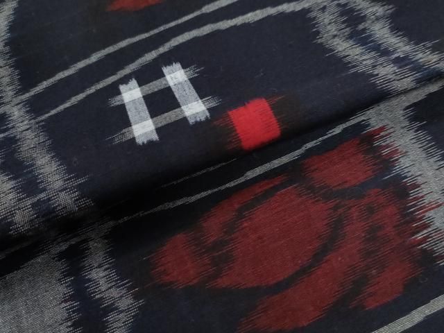 平和屋着物○久留米絣 単衣 変わり格子花文 綿 逸品 CAAW7235yc