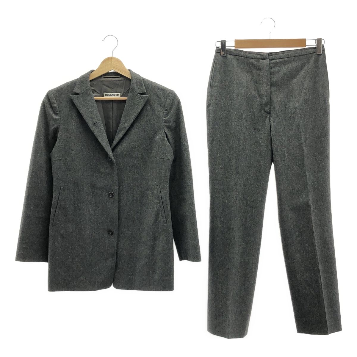 JIL SANDER | ジルサンダー | ウール カシミヤ テーラードジャケット パンツ | セットアップ | 34 | グレー | レディース