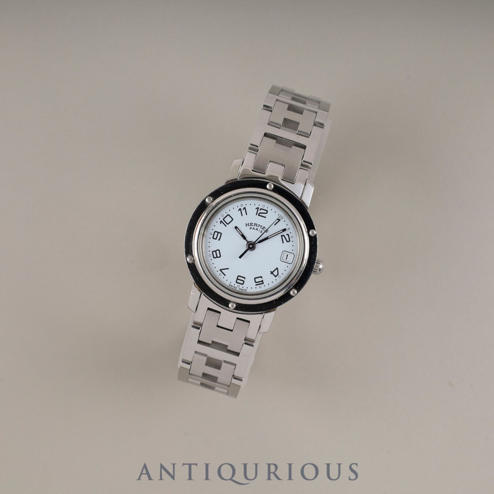 エルメス クリッパー CL4.210 クォーツ SS SS ホワイト文字盤 箱