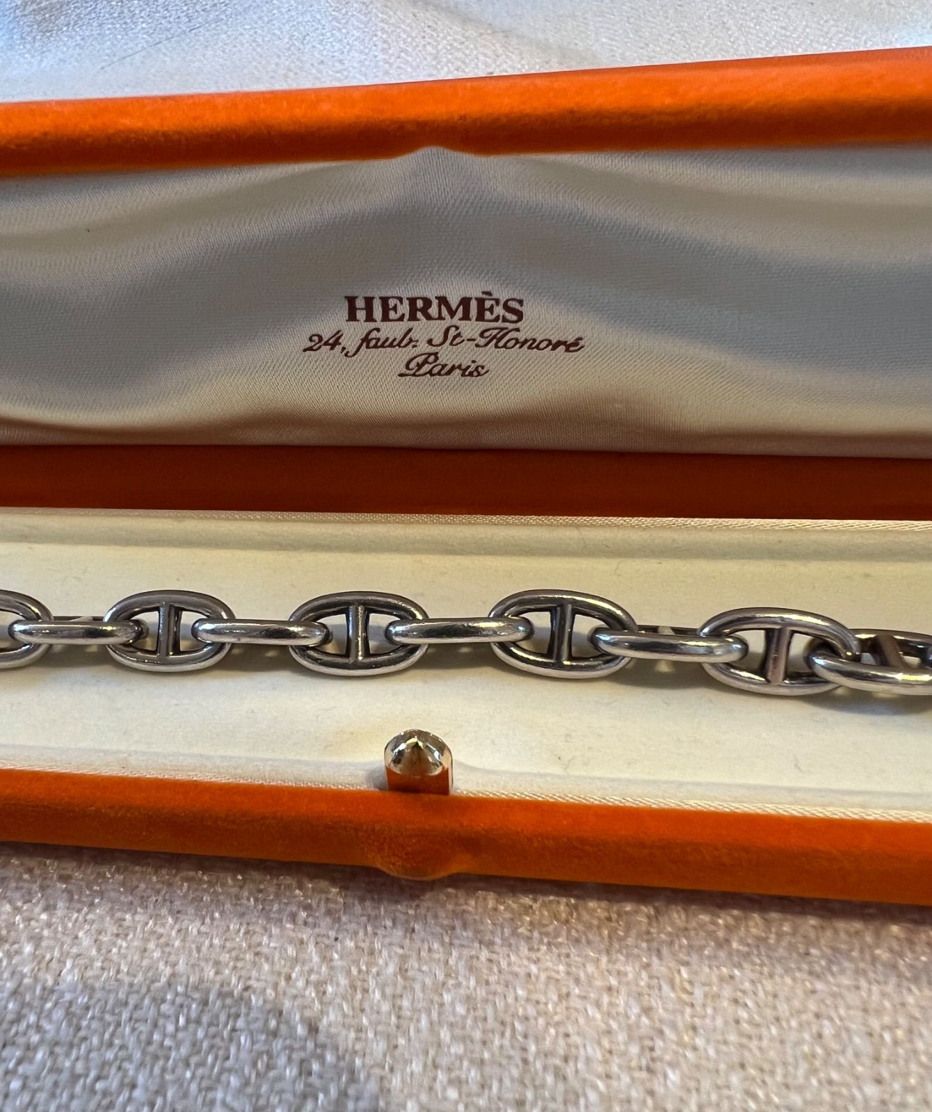 極希少】70s HERMES エルメス シェーヌダンクル 筆記体 MM16コマ 正規
