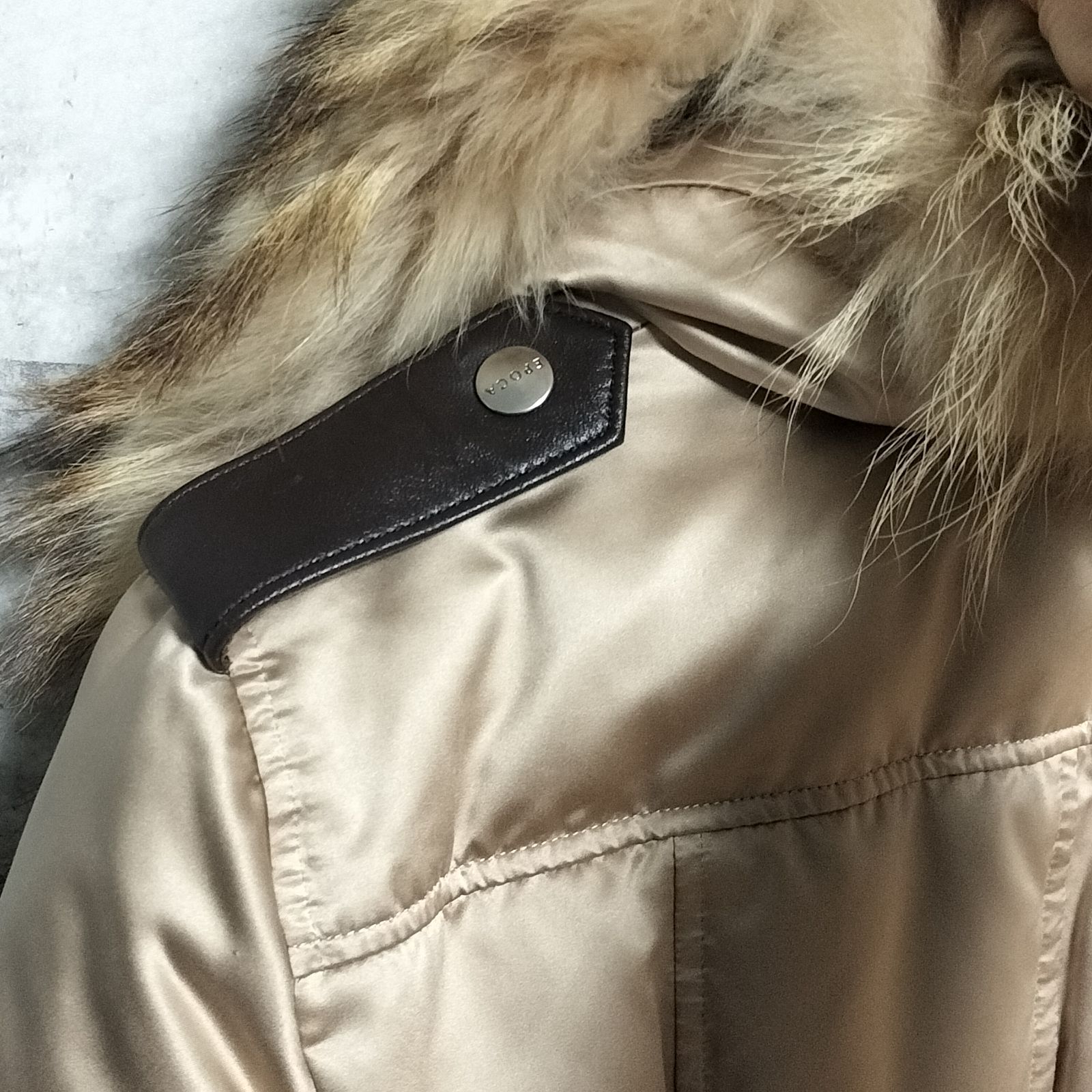 EPOCA 2way ラクーンファー ダウンコート サイズ40 L相当 ベージュ