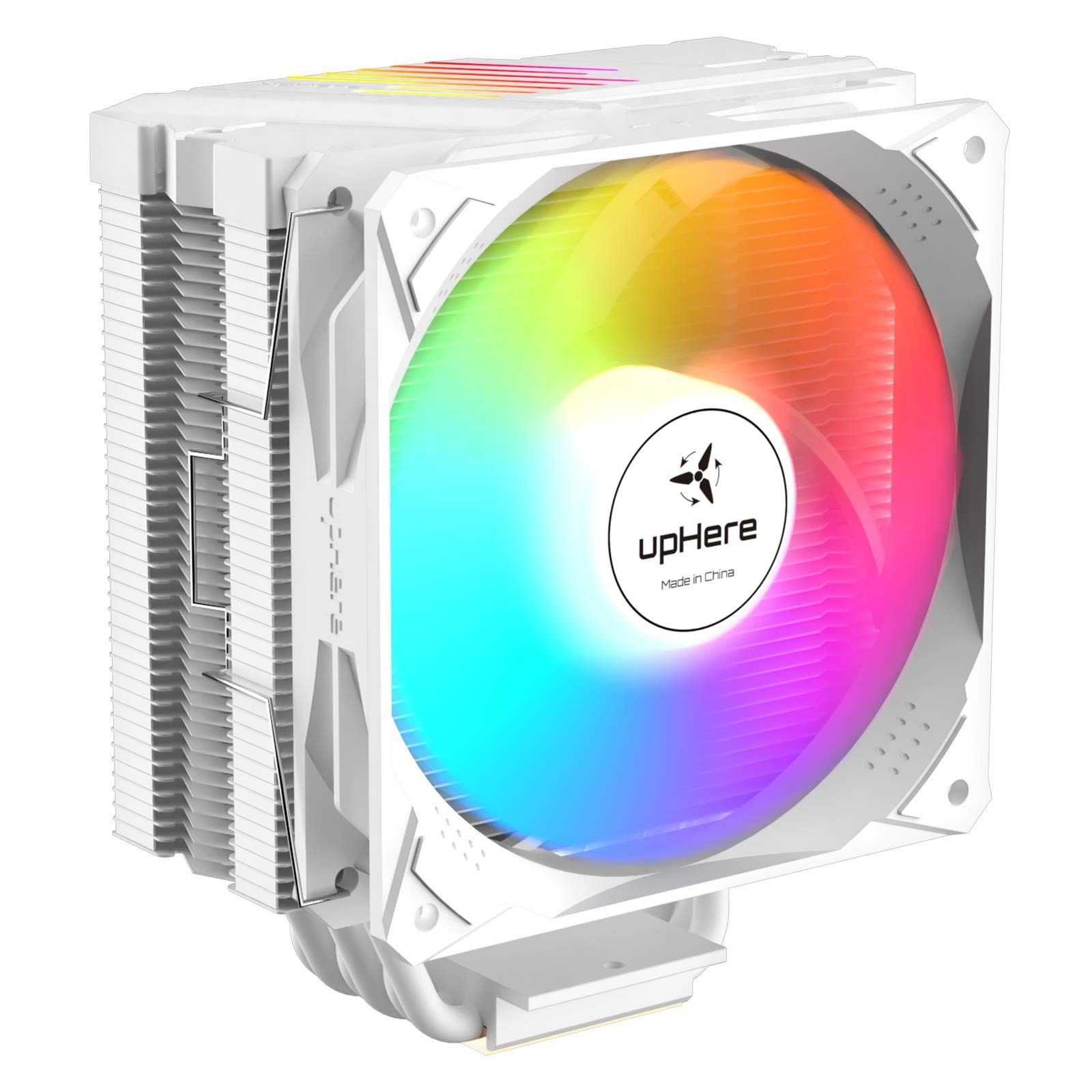 ヒットパイプ6本白い upHere CPUクーラーサイドフロー型 LGA1700対応 高性能 ARGB PWMファン採用 AURA Sync同期 5V 3PIN ARGB/Auto RGB ヒットパイプ６本 AM4対応 白い【S6C4】