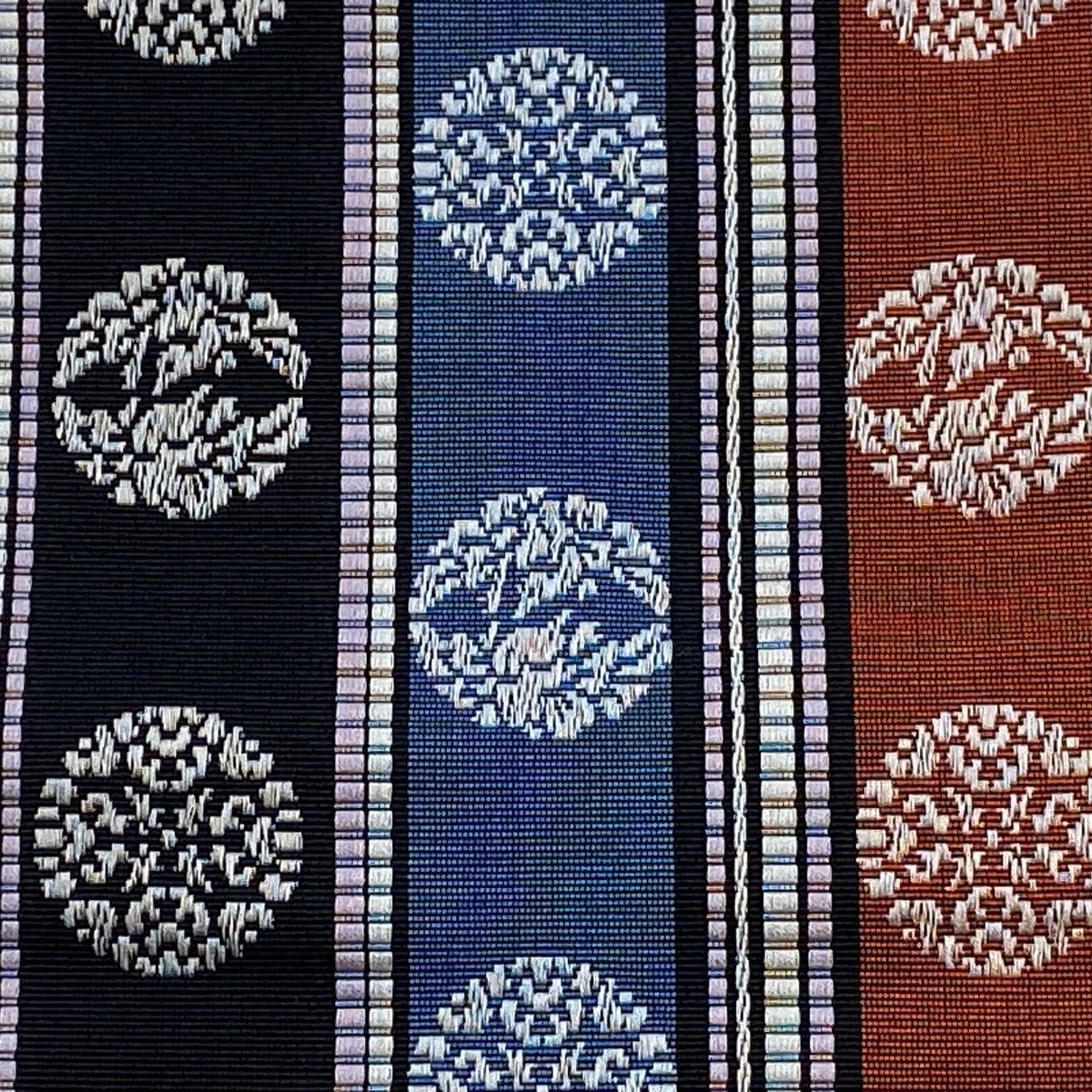 半幅帯 秀品 証紙 博多織 華文 縞 黒 正絹