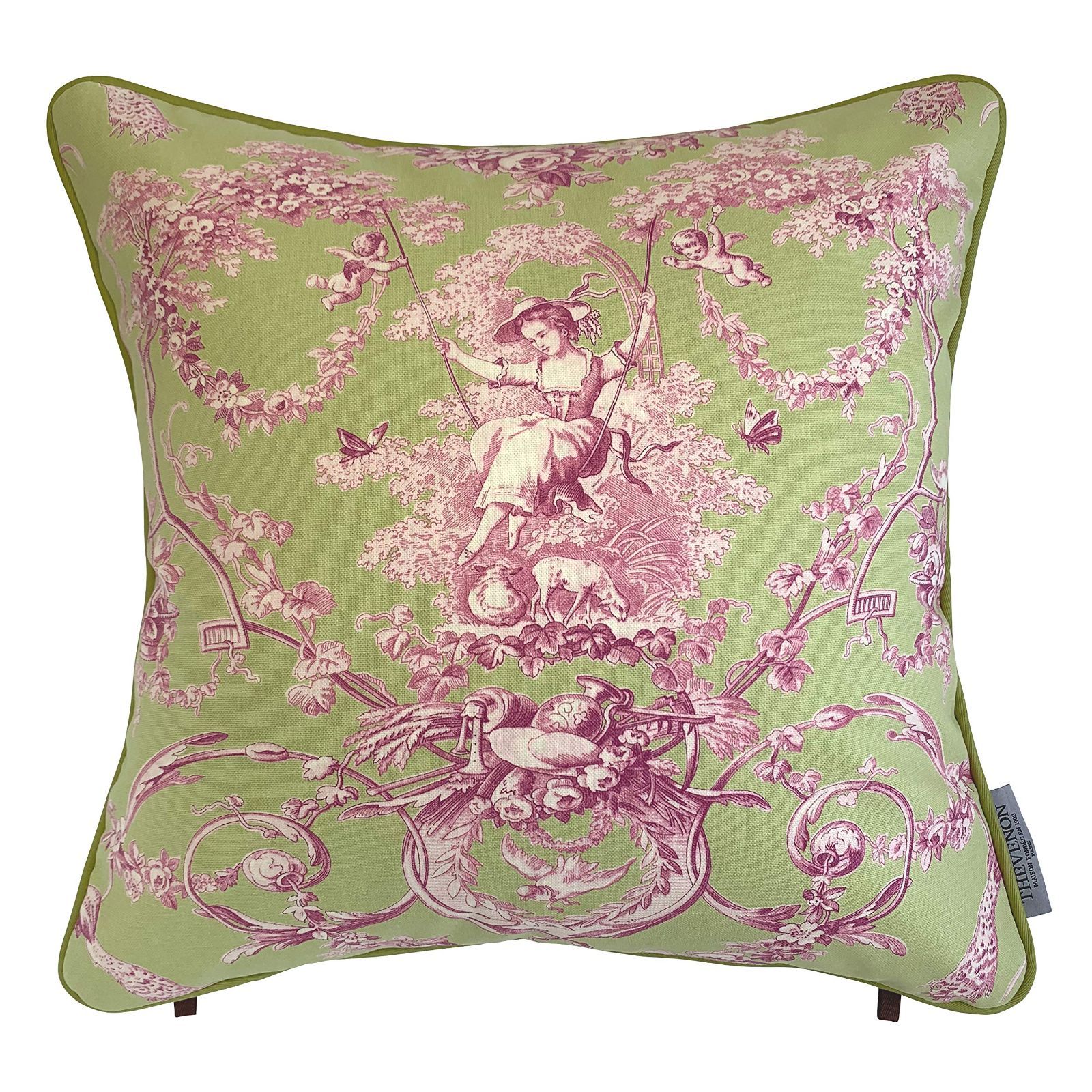 【数量限定】クッションカバー 花柄 Style 輸入生地 (45x45 Out リュディヴィーヌ グリーン)
