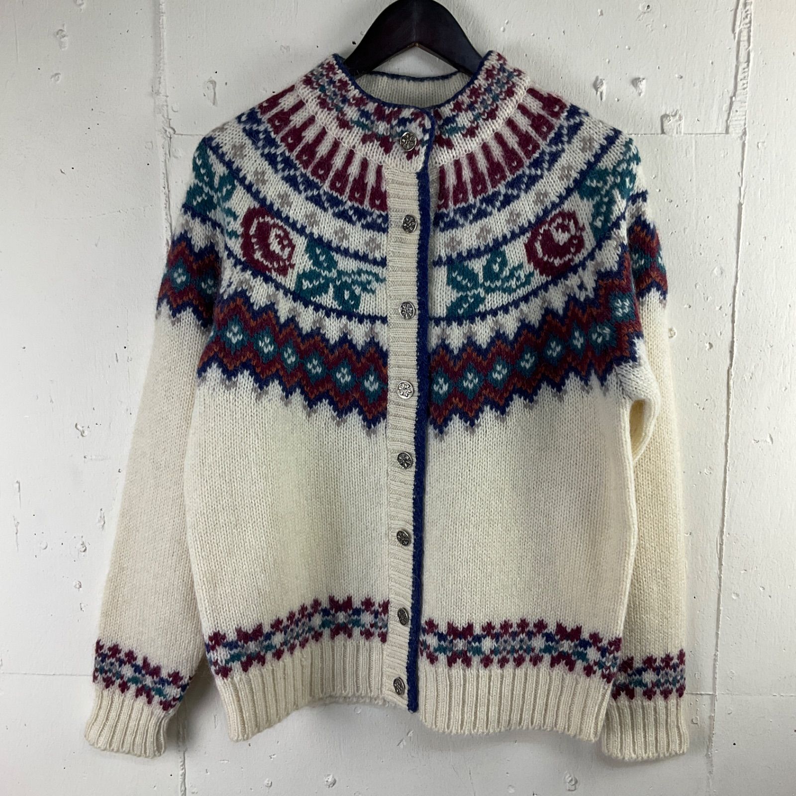 80年代 80s ウールリッチ Woolrich 花柄 ノルディック柄 ウール モヘア 