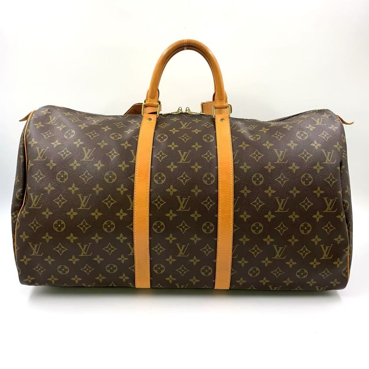 LOUIS VUITTON キーポル55 モノグラム モノグラム レザー×PVC ブラウン ボストンバッグ ゴールド M41424