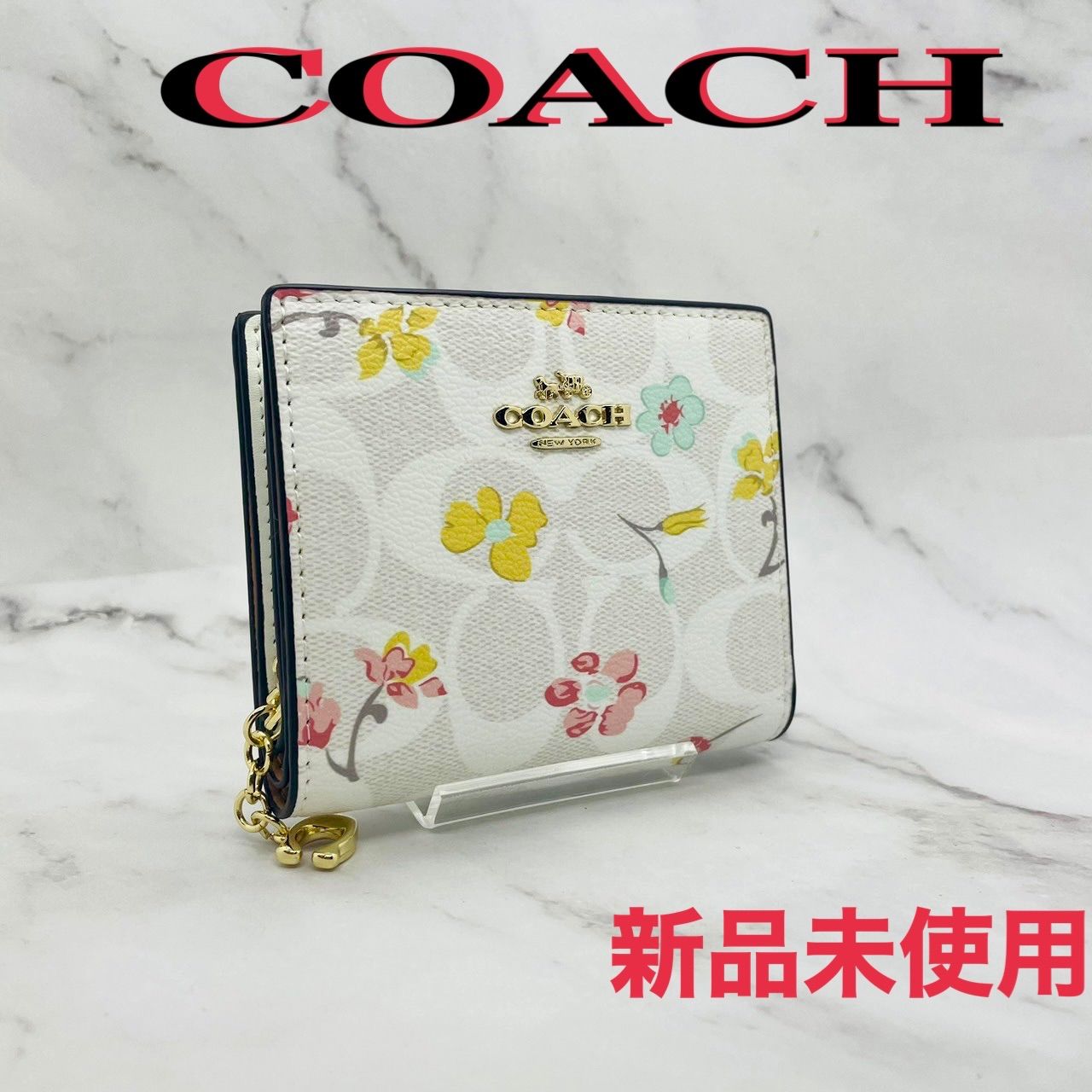 新品 COACH 財布 スナップウォレット シグネチャーキャンバス マイ