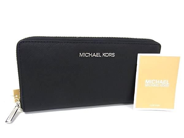 ♥ MICHAEL KORS マイケルコース PVC ラウンドファスナー 長財布 ウォレット 札入れ 小銭入れ ブラック系 GA5230
