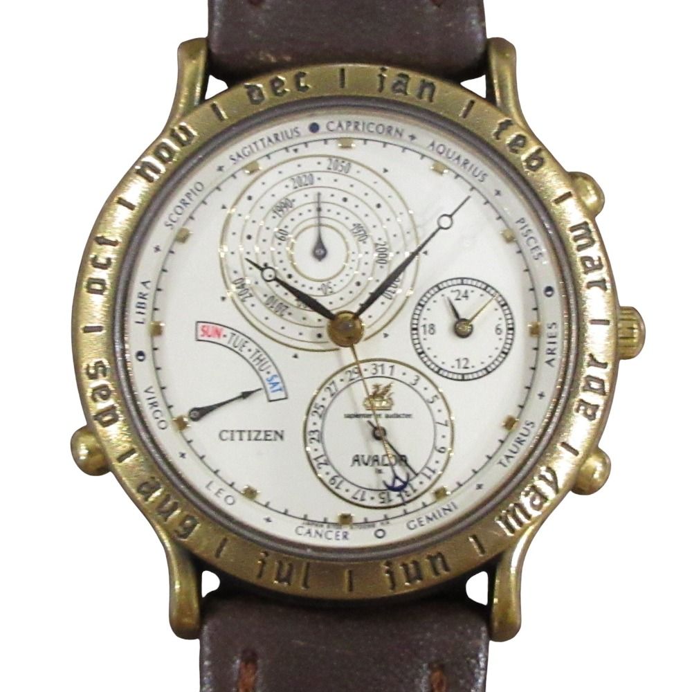 CITIZEN シチズン アヴァロン ス－パーカレンダー クォーツ 腕時計 6700-G70013 ホワイト文字盤 メンズ 古着
