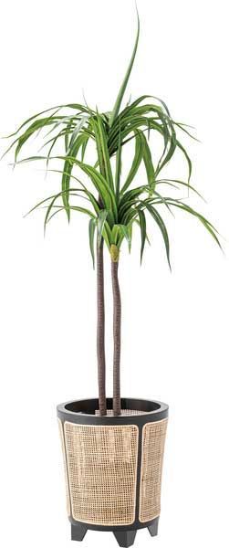 天然木 ミンディ と籐 ラタン のプランターカバー W32×D32×H38cm No.924 丸型