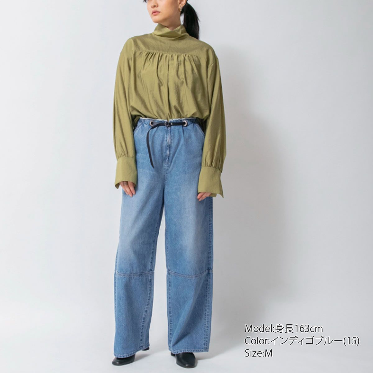Johnbull ジョンブル ベルテッドネイビー ワイド パンツ