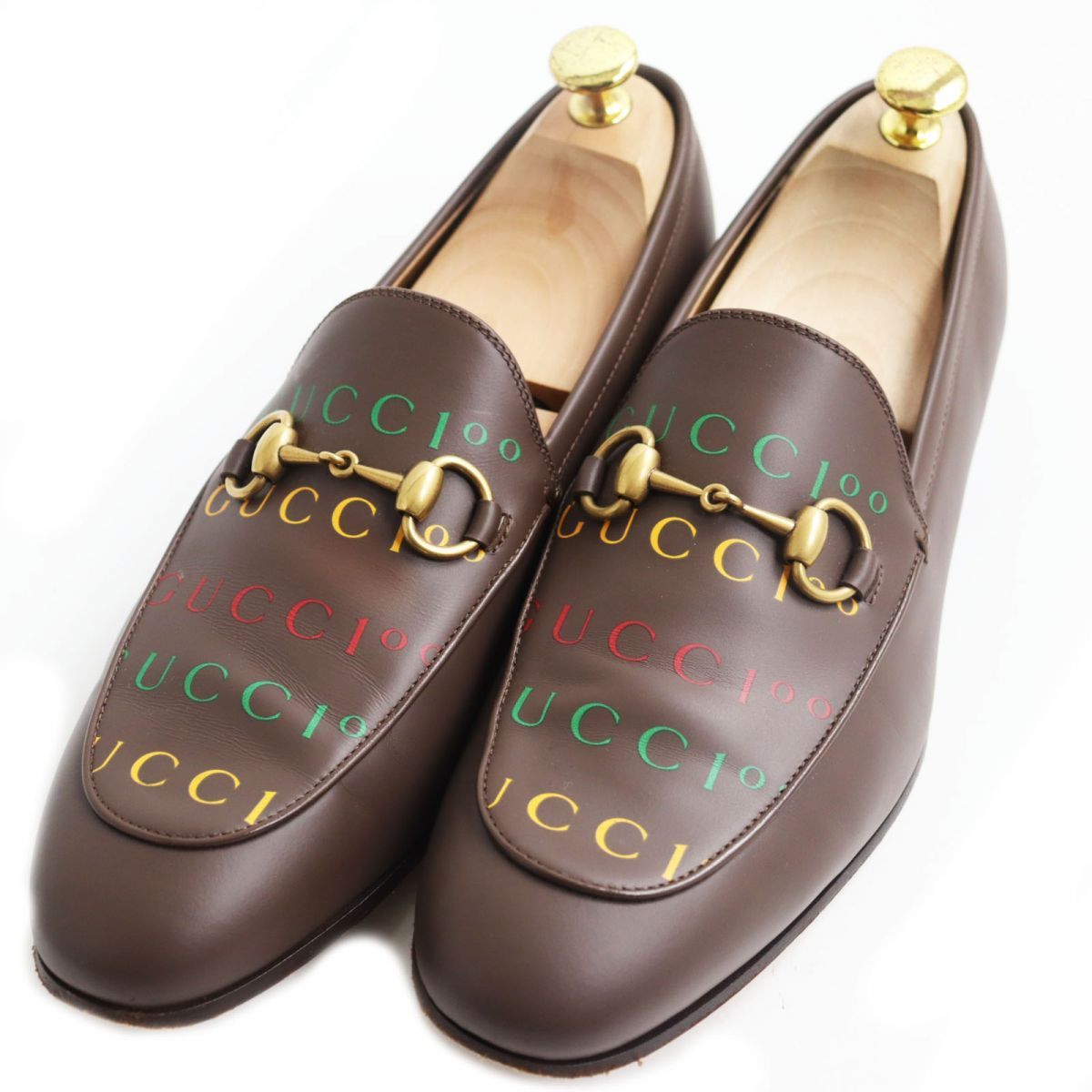 美品○GUCCI グッチ 100周年記念モデル 677069 ホースビットローファー/レザーシューズ ブラウン×マルチカラー 6 1/2 イタリア製  メンズ - メルカリ