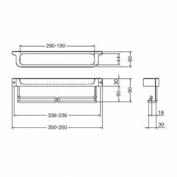 シロクマ UL型ボックス二段掛棒 250mm クローム NH-9