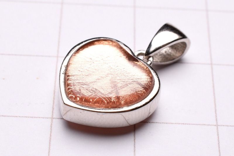 シルバー925 ギベオン 12x12.5mm ハート型 ピンクゴールドタイプ