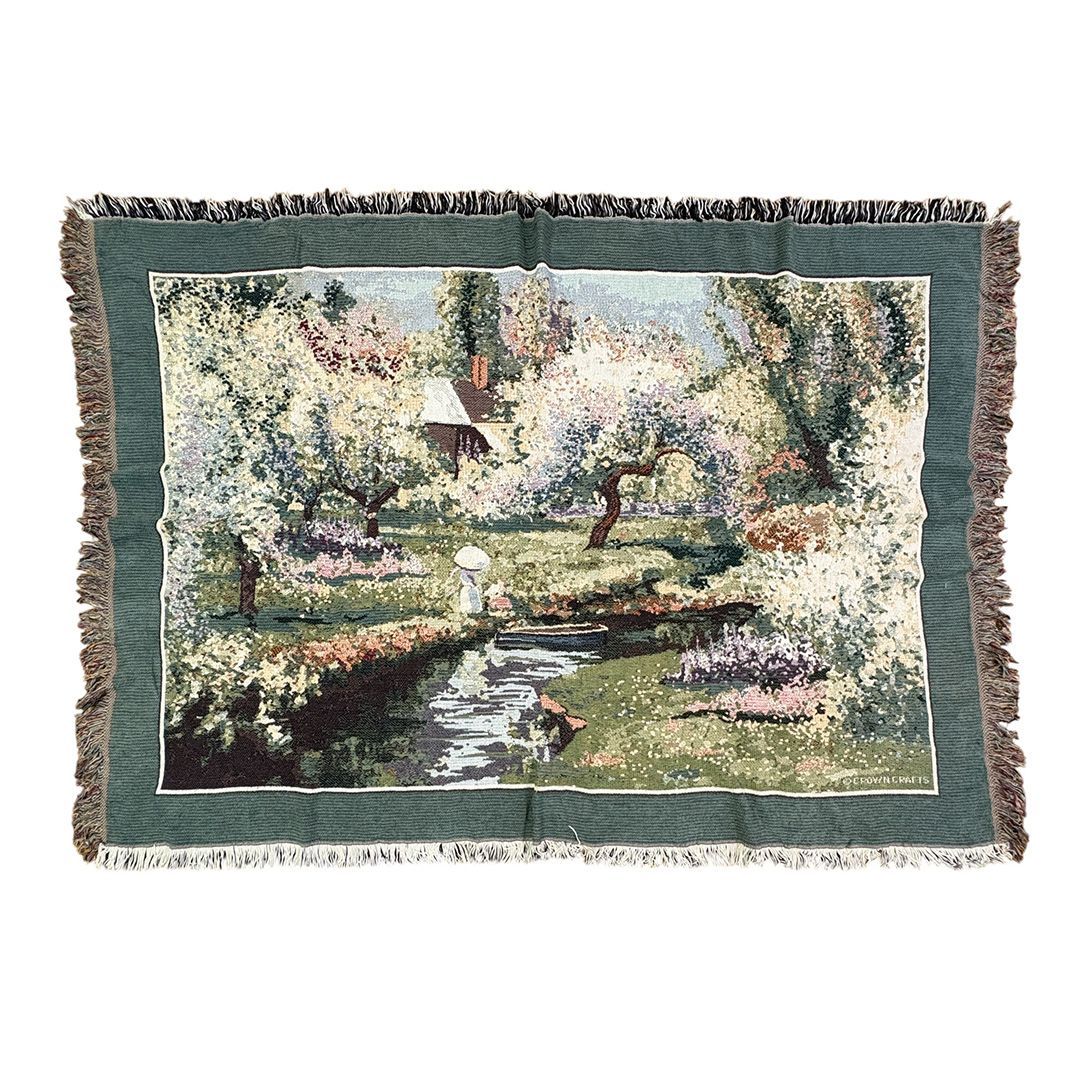 vintage ラグ カーペット マルチカバー USA製、アート、風景、花450 vintageラグ カーペット USA製 庭園 絵画 風景 1555 - メルカリ
