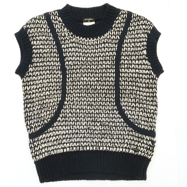 CHANEL ニット ベスト 12A P51173 K06569 ネイビー ノースリーブ