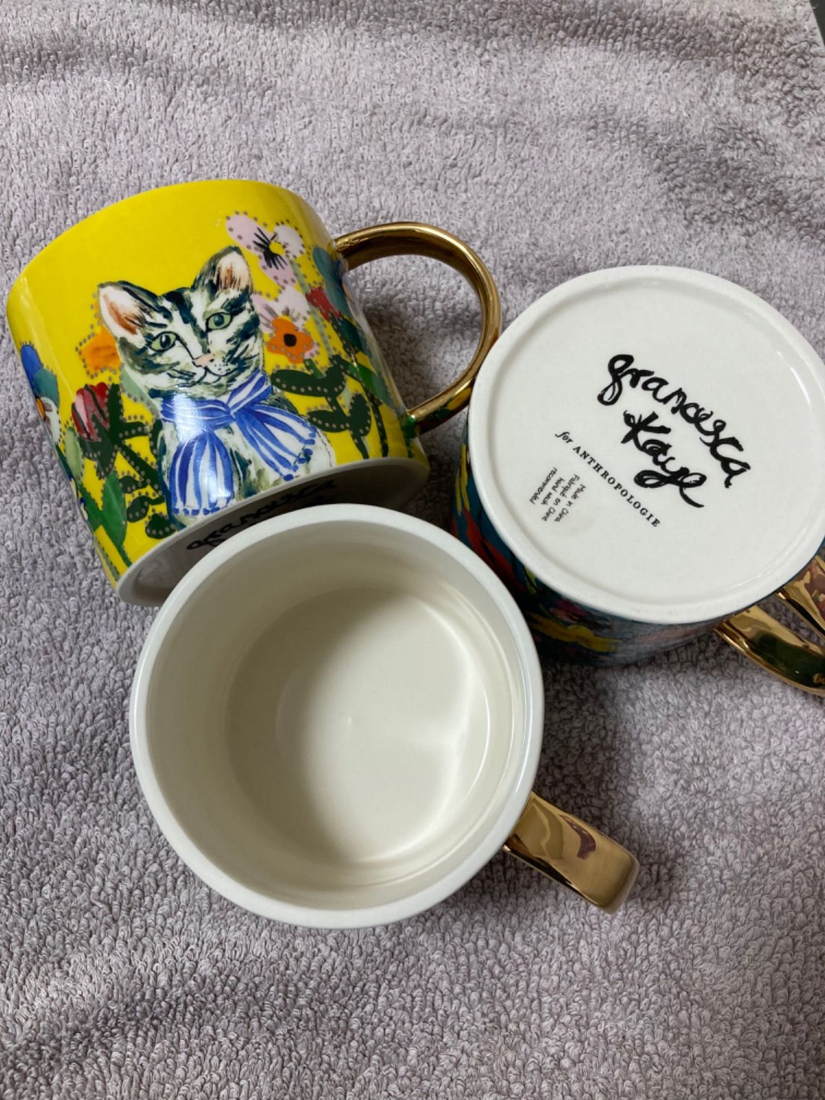 Anthropologie - アンソロポロジー ネコ 猫柄、犬柄 マグカップ 2つセット Amazon.co.jp: アンソロポロジー ネコマグカップ anthropologie