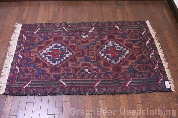 RAGU039 寛ぎスペースに◎トライバルラグ 145cm×85cm ウール絨毯 アンティーク家具 ヴィンテージ ギャッベ キリム RAGU039 寛ぎスペースにトライバルラグ 145cm×85cm ウール絨毯
