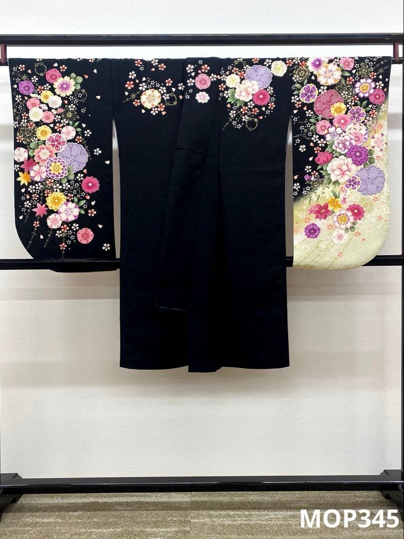 2尺袖 ポリエステル着物 紋意匠 金彩 袴用