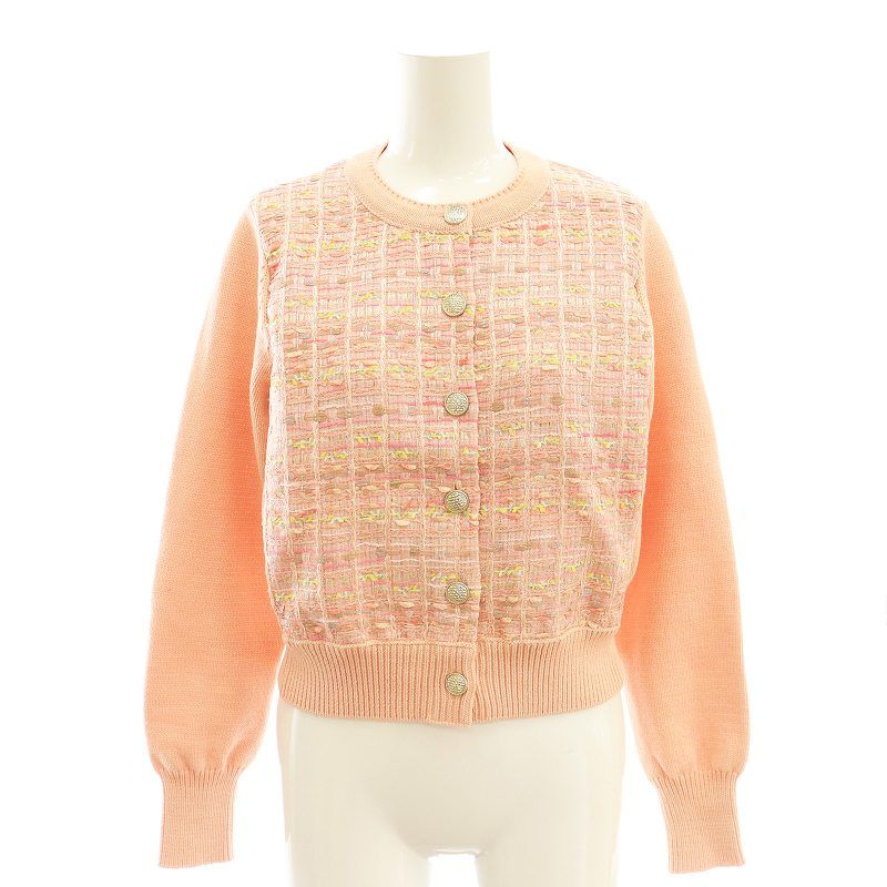 アナイ ANAYI 24SS コーラルラメツイードコンビ カーディガン